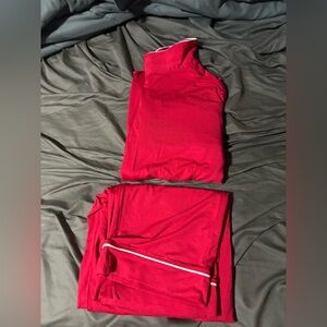 Eberjey Holly Red Pajama Set with Ivory Trim